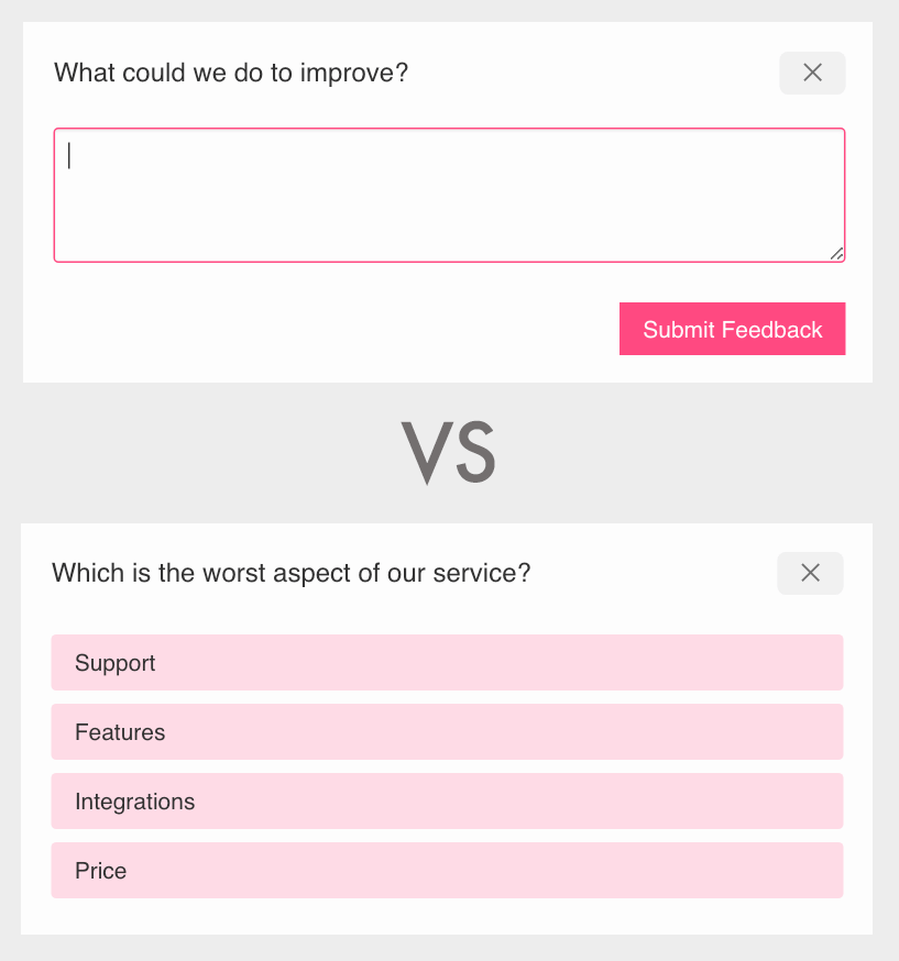 traditional survey vs single choice